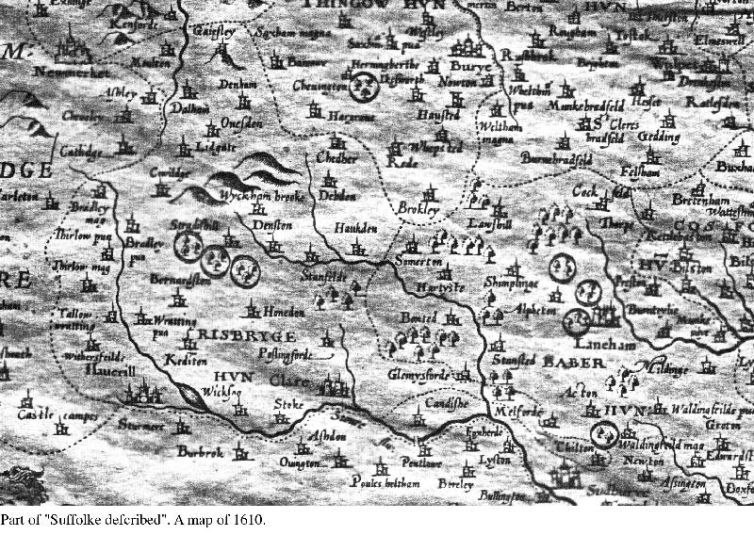 Part of "Suffolke defcribed". A map of 1610