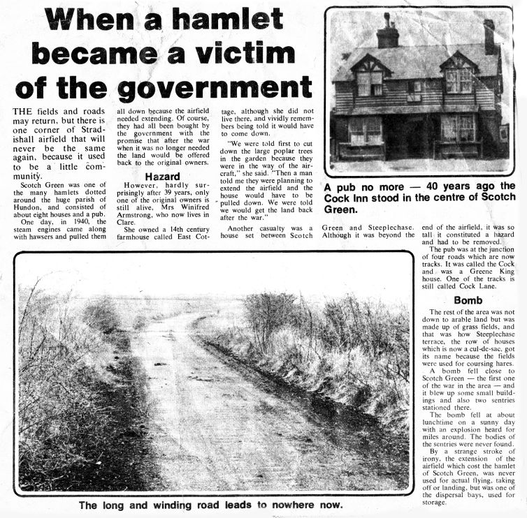 This is a newspaper article about the Cock Inn at Scotch green in 1840 submitted by Alan Sergeant