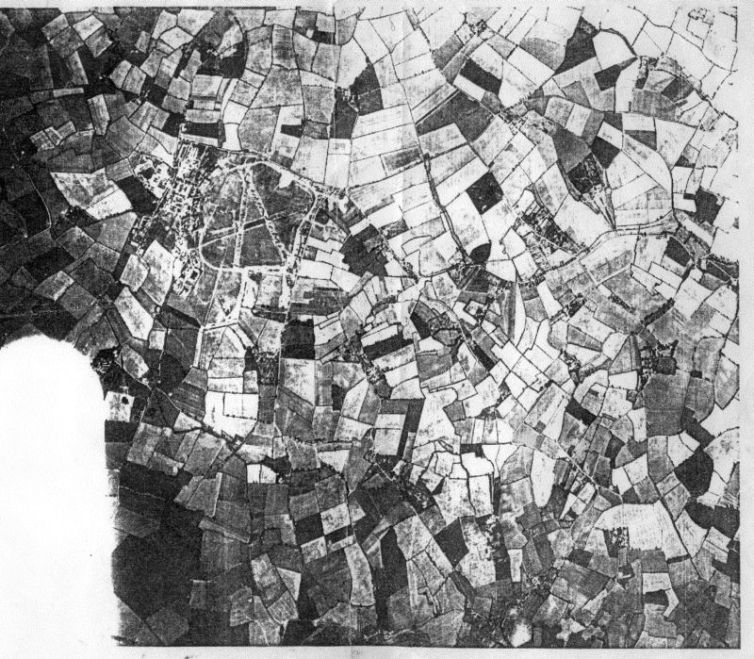 1939-1945 A map of the area taken by the Luftwaffe showing Hundon airfield and the village